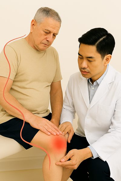 箕面市にある膝痛改善が得意なしんそう箕面桜井が考える膝の痛みが起こる原因は、体のゆがみにより、膝への不自然な負担が集中しているから